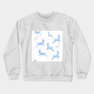 Blue Snowy Raindeers Crewneck Sweatshirt